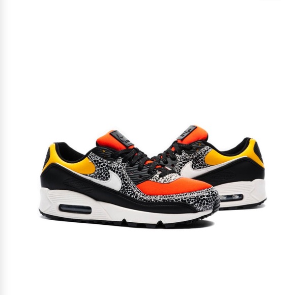 NIKE AIR MAX 90 SAFARI BLACK/PHANTOM-CHILE RED-POLLEN WMNS SIZE 9.5 M - Picture 7 of 13